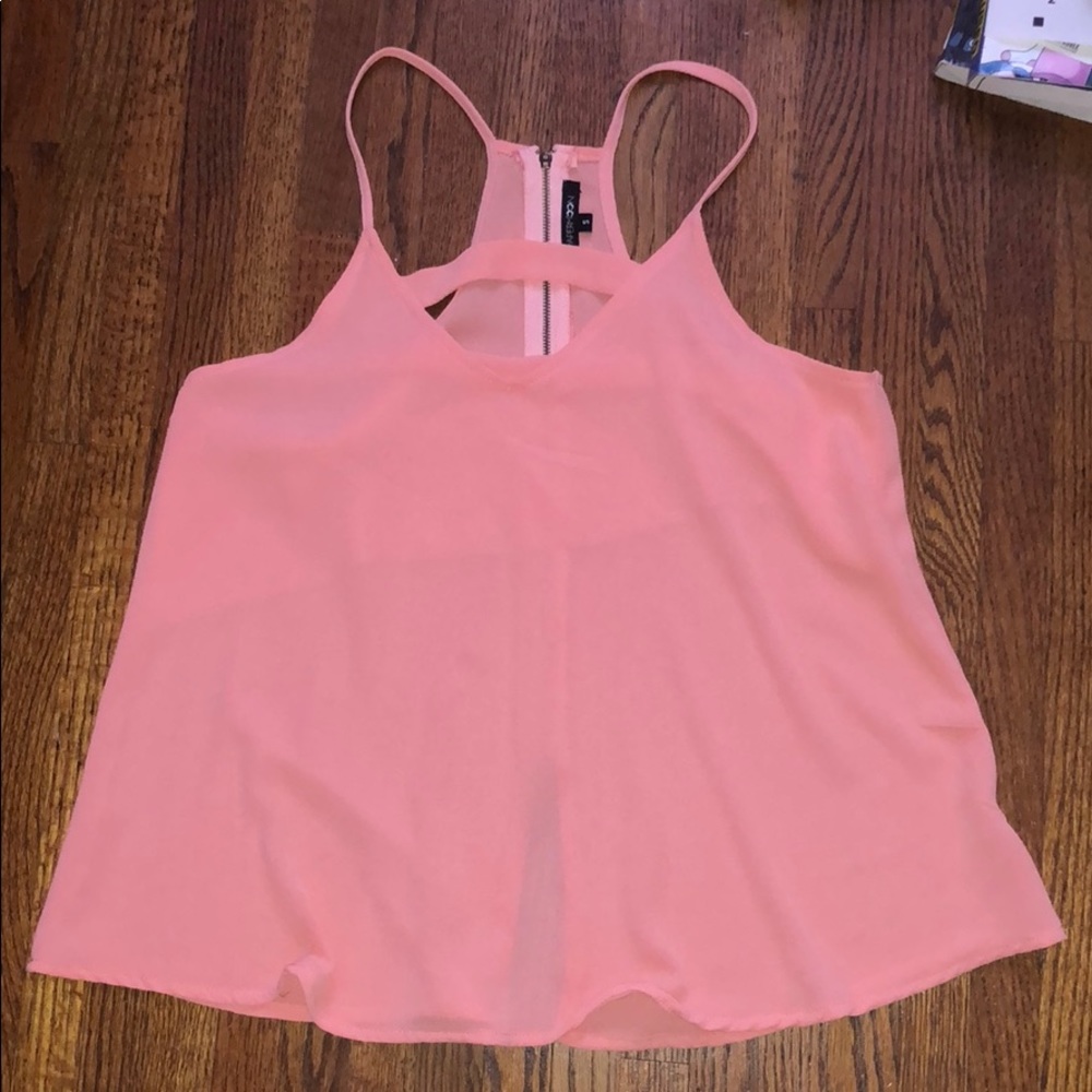 Coral Racer Back Zip Top